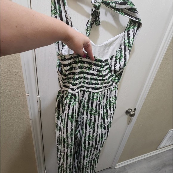 Xoxo linen blend‎ tropical palm tree wide leg jumpsuit size XXL - Picture 3 of 9